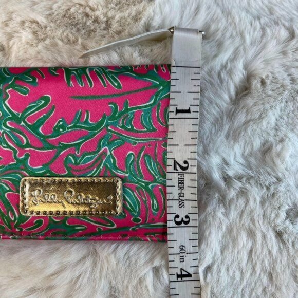 Lilly Pulitzer Mini Wallet Printed Gold Metallic Logo Pink Green Womens One Size - Picture 5 of 5